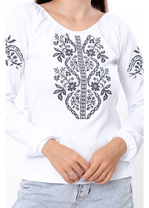 Біла вишиванка жіноча з довгим рукавом (p-8509) Носи своє візерунок українська символіка (363043053)
