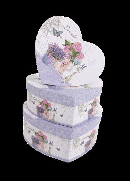 Подарочные коробки 3366SY342 Набор 3 шт LaAVANDER HEART сердце (6990790) UFO (316391532)