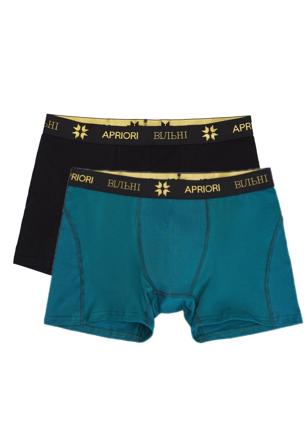 Набір бавовняні труси-ТРАНКИ VILNI - 2 штуки (морська хвиля/чорний) Apriori боксери (338620946)
