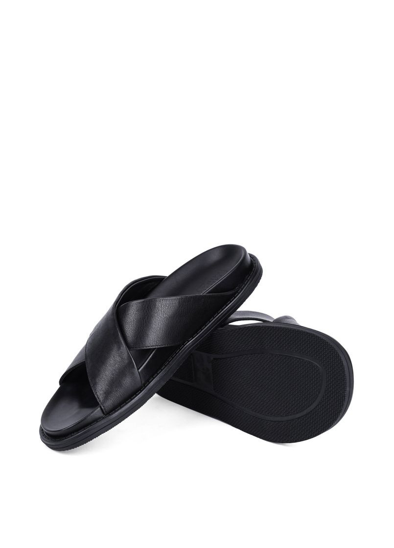 Черные мужские шлепанцы 24701-2 черная кожа Miguel Miratez