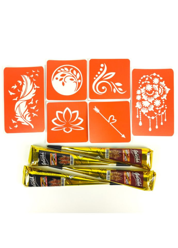 Набор хны с трафаретами для био-тату №3 henna-set-03 Fresh Tattoo (329886070)