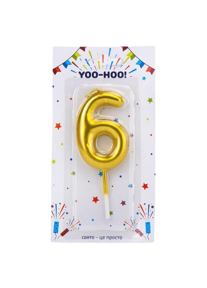 Свічка для торта золота YOO-HOO святкова свічка для дня народження декор для торта ProDobro (363843520)