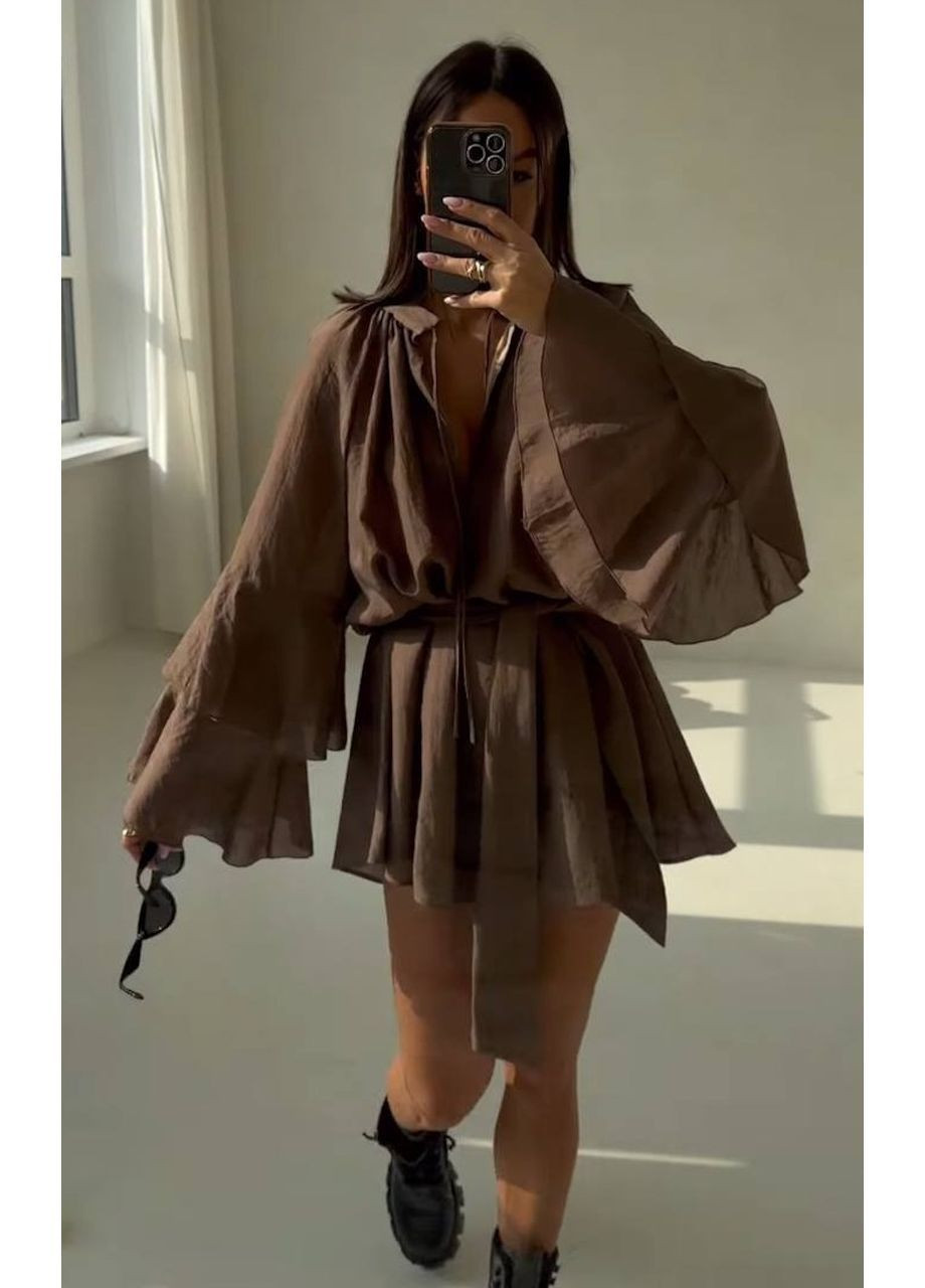 Коричнева сукня, колір коричневий No Brand