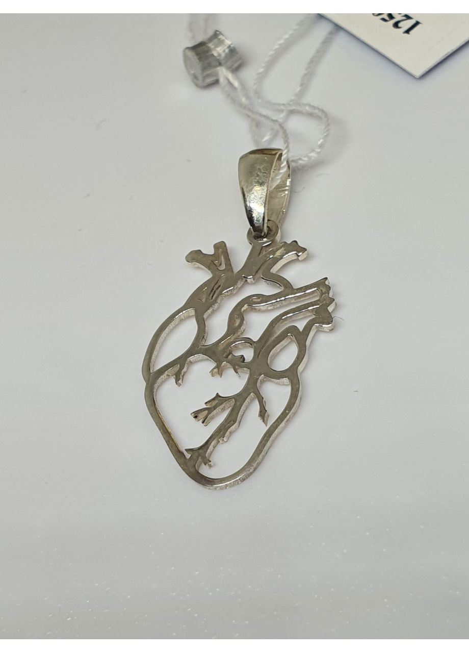 Підвіс, кулон Серце анатомічне срібло 925 проби No Brand (329999380)