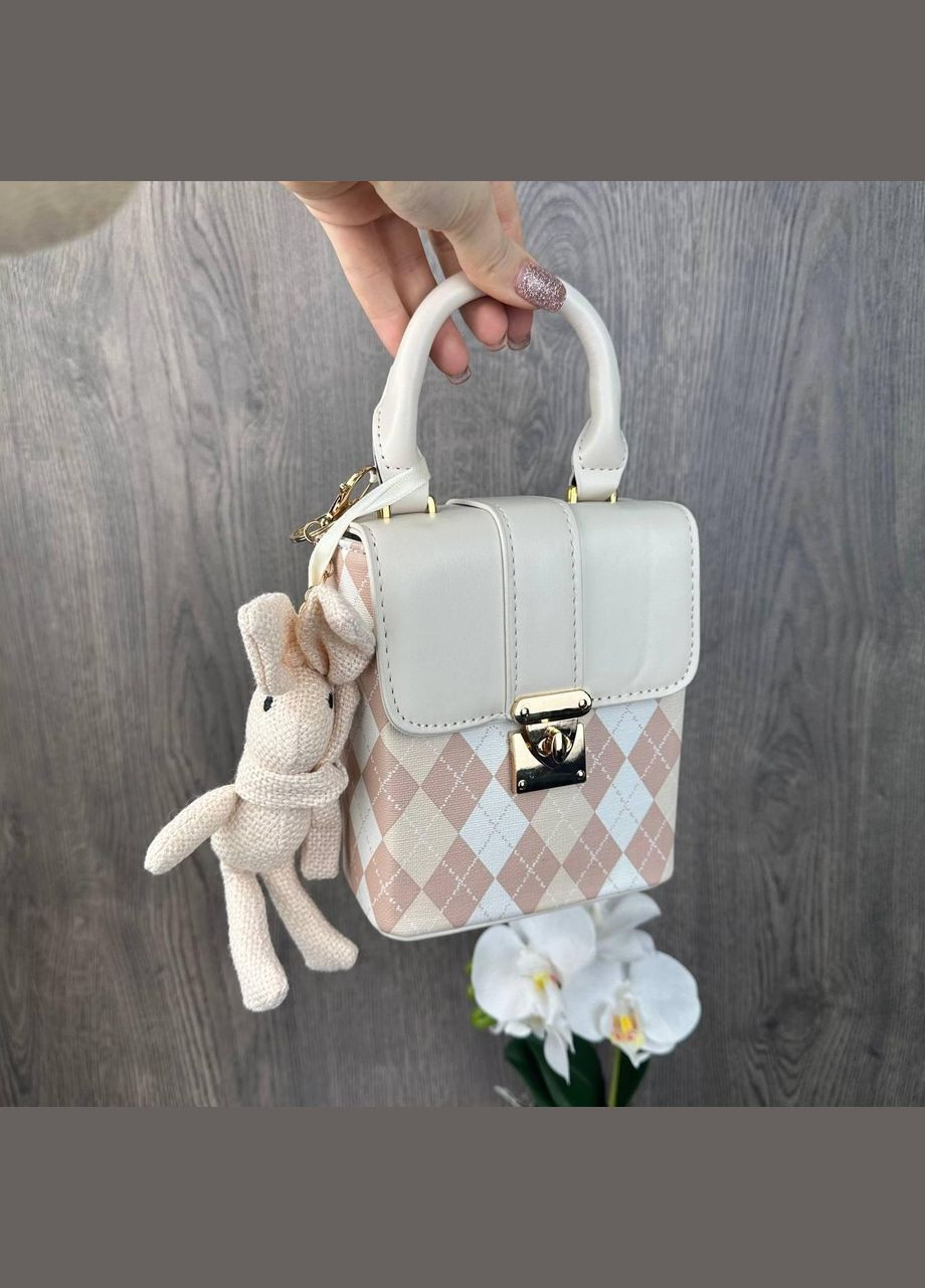 Дитяча міні сумочка на плече з брелоком зайцем, маленька сумка для дівчаток із кроликом Білий PTR No Brand (334730253)