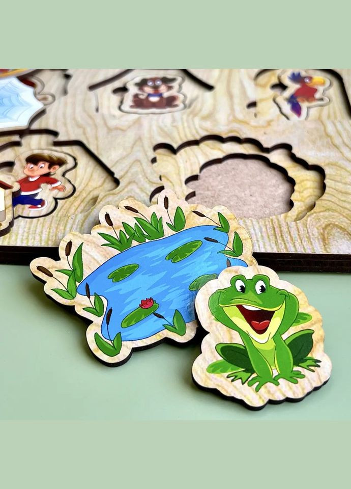 Дерев'яний пазл-вкладиш "Хто? Де живе?" (ПСД059) PSD059 сортер Ubumblebees (302010303)