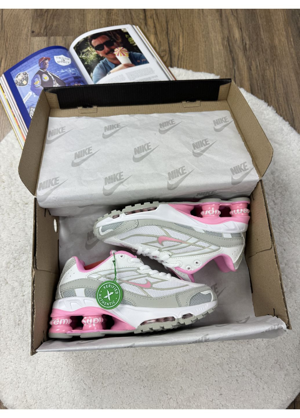 КРОССОВКИ ЖЕНСКИЕ NIKE SHOX RIDE 2 SUPREME WHITE PINK НАЙК ШОКС No Brand розовые демисезоны (367170028)
