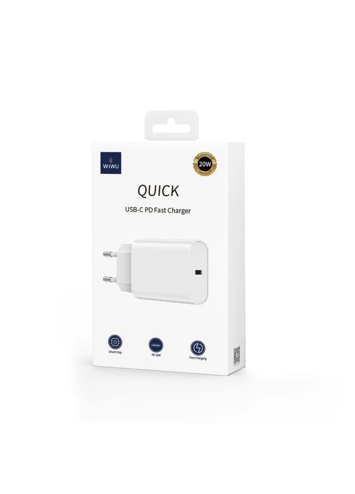 МЗП Wi-U001 Type C 20W PD fast charger EU Plug Білий WIWU (389206809)