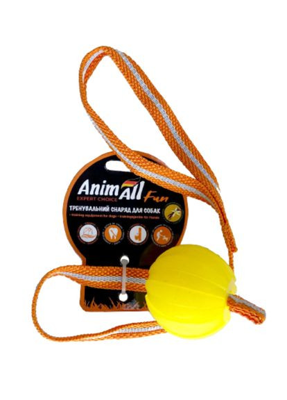 Игрушка Fun мячтренинг со шлейкой, жёлтый, 6 см AnimAll (278309016)