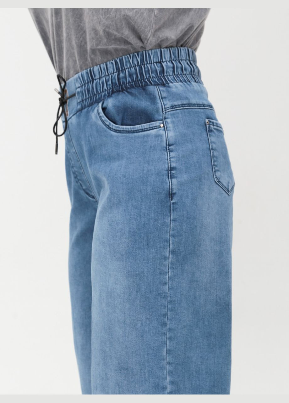 Джинсы женские голубые широкие палаццо с резинкой на поясе Палаццо Adorati - (322999521)