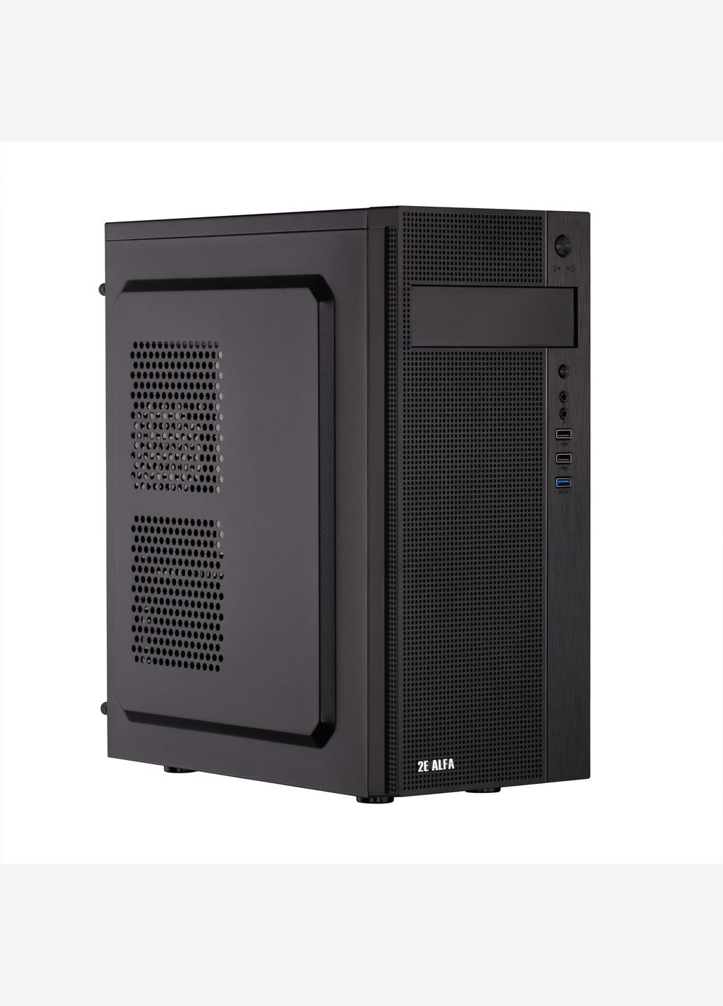 Корпус Alfa E185-400 з БЖ ATX400W, 1xUSB3.0, 2xUSB2.0, VGA 310мм, ATX, чорний 2E (315799233)