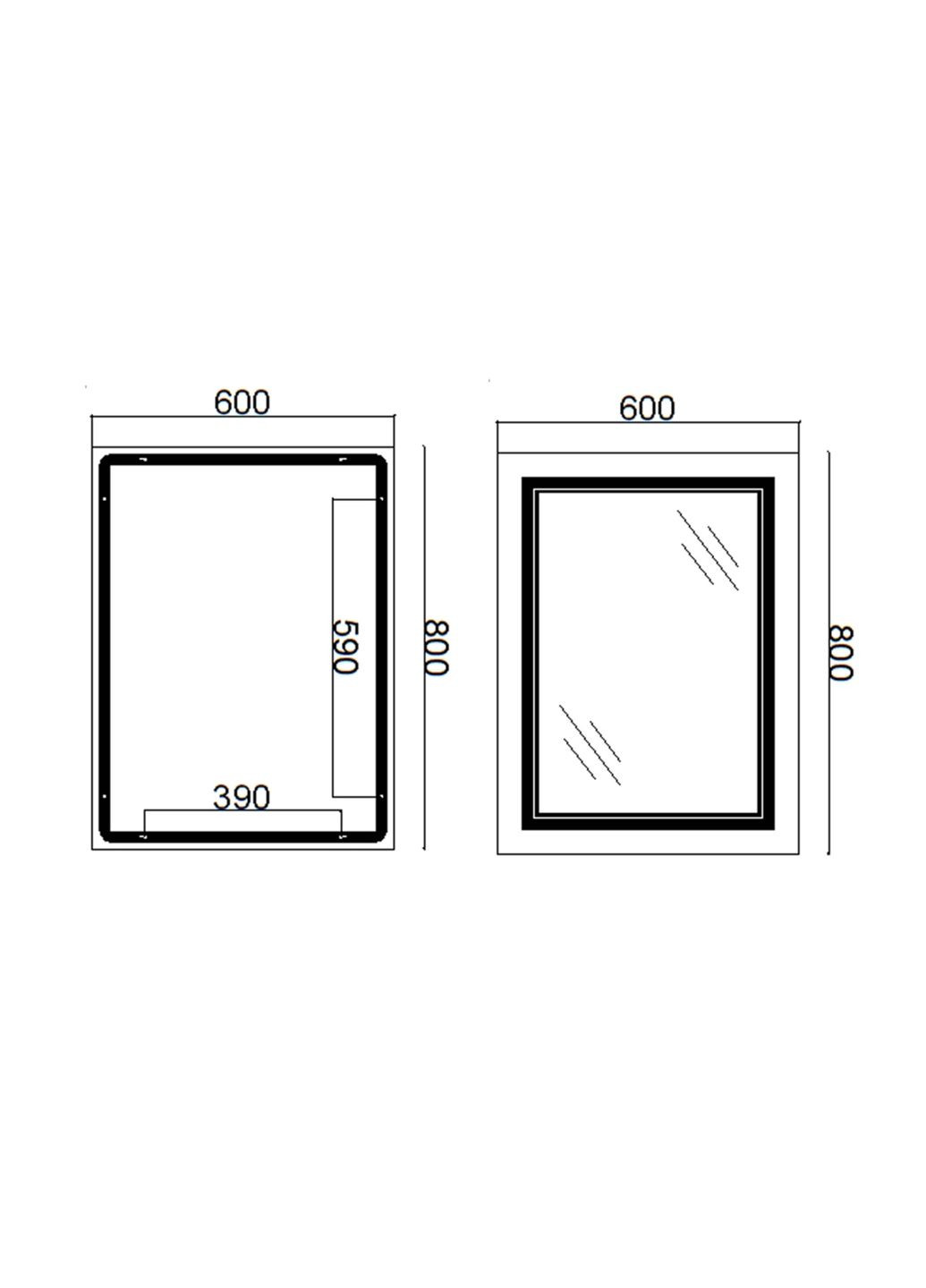Дзеркало Cardinal 600х800 з LED-підсвічуванням Touch, з антизапотіванням, з димером, рег. темп. кольору (3000-6500K) QT0478C6080 Qtap CA1 (341326457)