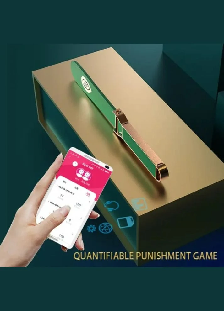 Паддл с электростимуляцией и приложением Qiui Smart Beat Pat, кожаный, зеленый Lockink (376100159)