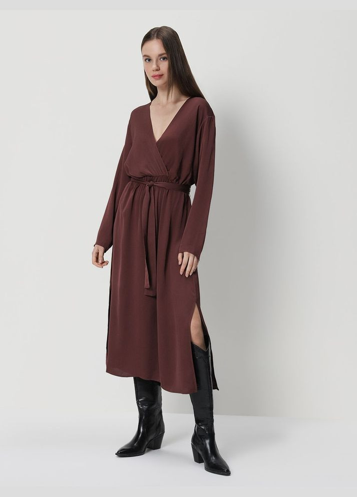 Бордовое кэжуал платье макси Massimo Dutti однотонное