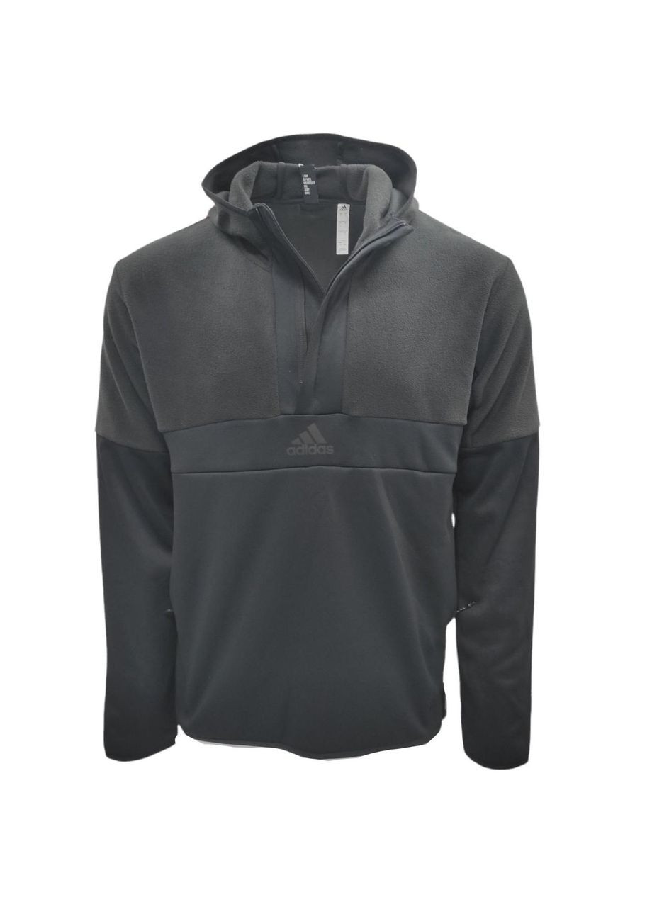 Мужские худые с капюшоном, флис, с серым, размер L adidas slim fit (370442730)