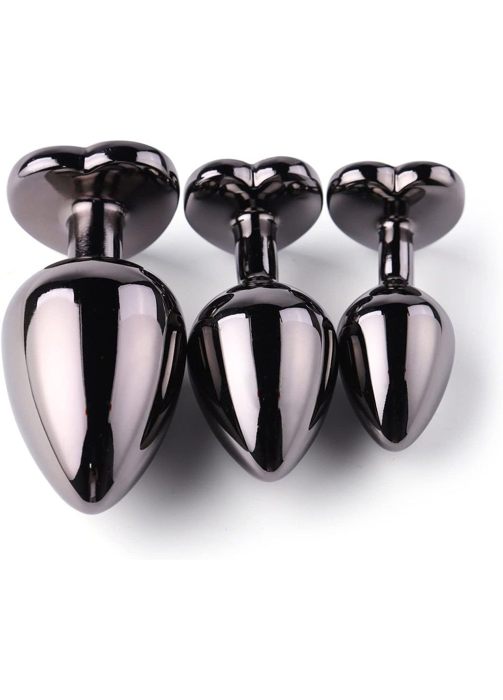 Набор анальных пробок из медицинского сплава с красным сердечным кристаллом (размер S, M, L) We Love (323658621)