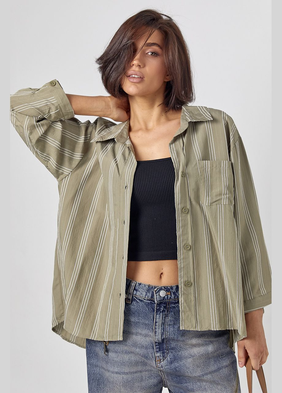 Жіноча сорочка у смужку з рукавами три чверті Lurex (319311915)