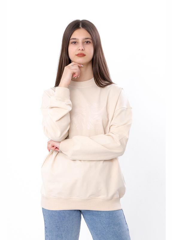 Носи своє свитшот для девочки (подростковый) (p-16787) абстрактный бежевый повседневный