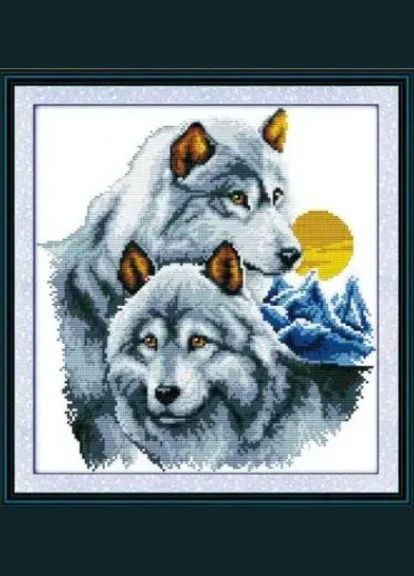Набір для вишивання за нанесеною на канву схемою "The Wolf partners" . AIDA 14CT printed, 32*34 см Joy Sunday (313612737)