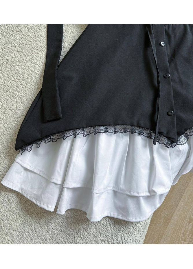 Чорно-білий жіноча сукня з мереживом No Brand