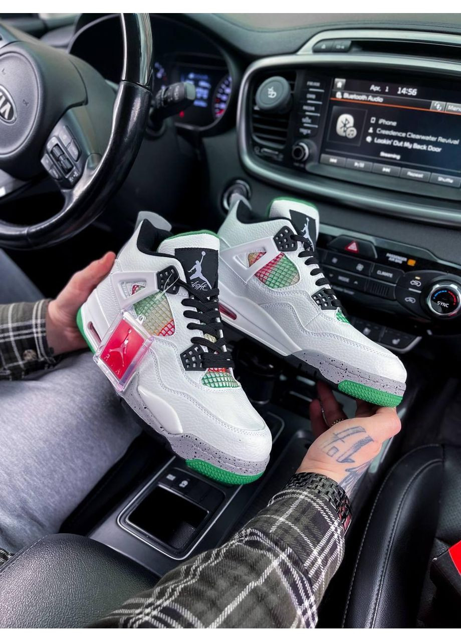 КРОССОВКИ ЖЕНСКИЕ NIKE AIR JORDAN 4 RETRO LUCID GREEN RASTA НАЙК АИР ДЖОРДАН No Brand серые демисезоны (367168724)