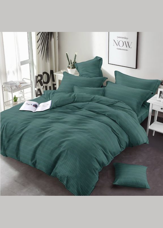 Постільна білизна Зелений страйп Бязь Сімейна на резинці MERISET (278256111)