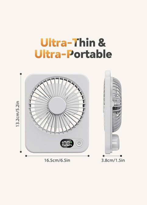 Вентилятор настольный аккумуляторный USB с дисплеем, портативный бездротовой Hofmy Po Fanu (351563221)