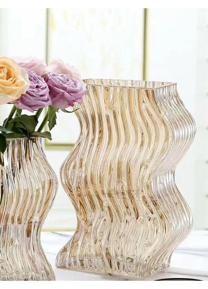 Ваза для цветов 14192 9х14.5х26.5 см янтарная No Brand (320099545)