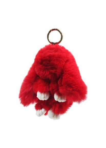 М'яка іграшка хутряний брелок "Кролик" червоний 23 см МІС (372130307)