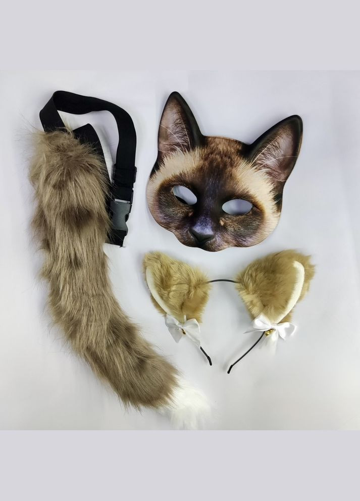 Набір для квадробіки (маска 3д, хвіст на ремінці, вушка) Костюм Котика No Brand (333163969)