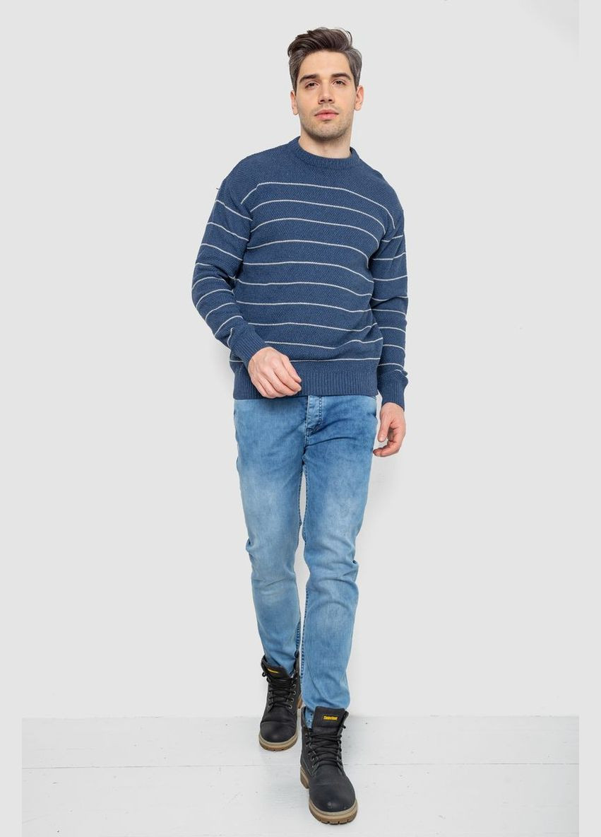 Синий зимний свитер мужской в полоску Ager 161R1057