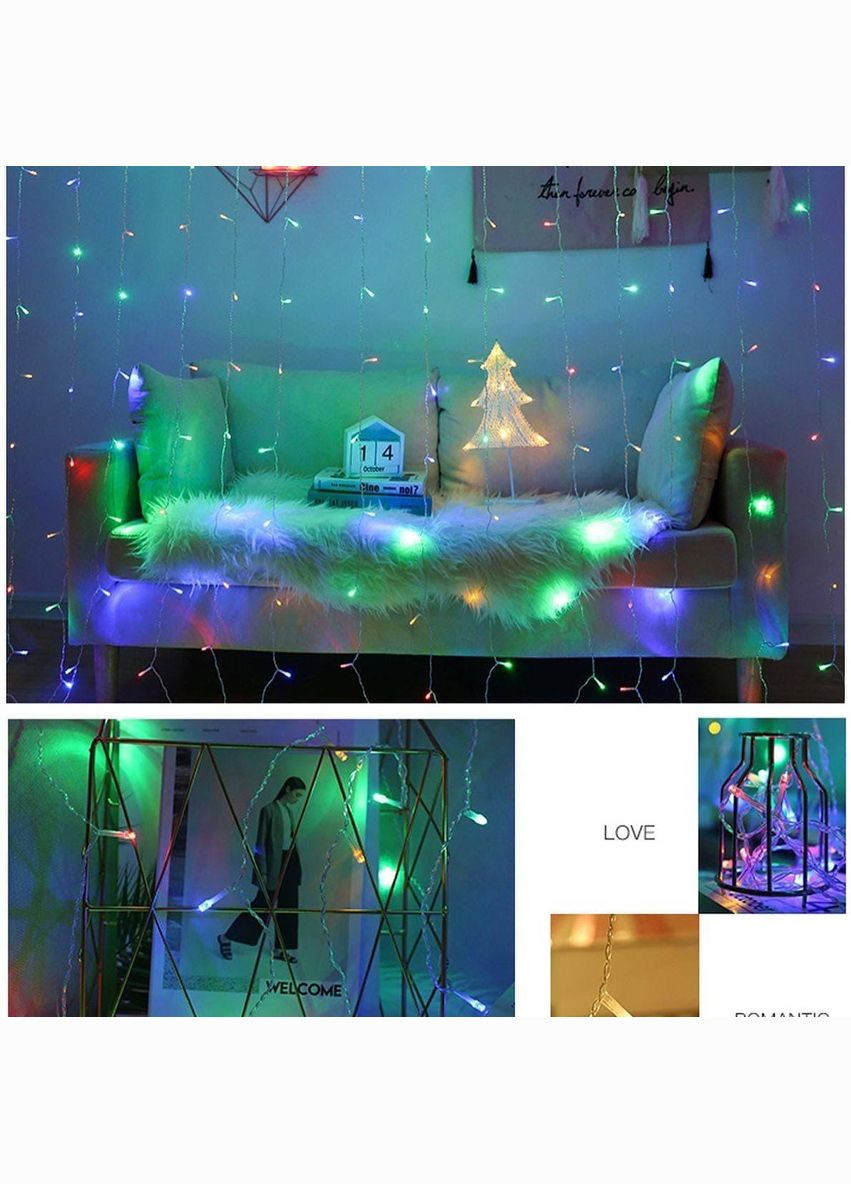 Світлодіодна гірляндазавіса Christmas Decoration 360LED 220В 3x2м Різнокольорова China (267499312)