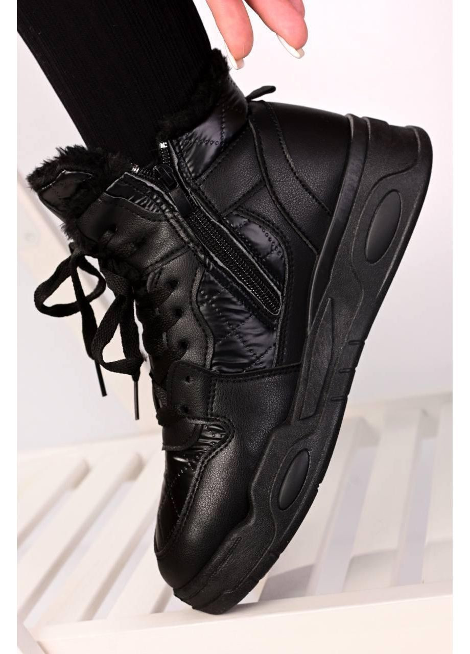 Зимние ботинки женские зимние черные No Brand без декора из искусственной кожи