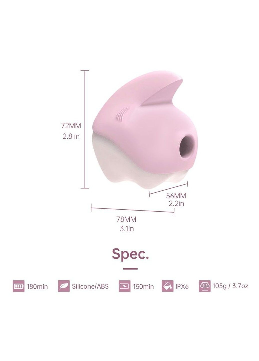 Вакуумный клиторальный стимулятор смарт Unicorn Pink с вибрацией Magic Motion (302297889)