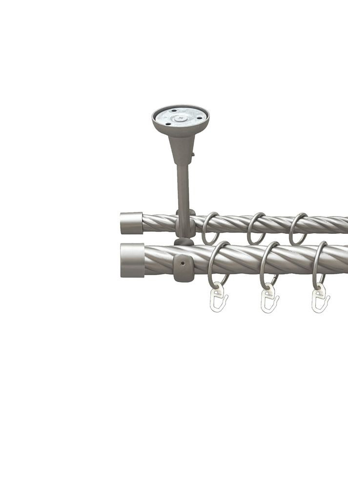 Карниз Заглушка металевий дворядний відкритий до стелі скручена труба Сатин 25\16 мм 160 см (00-00026177) ORVIT (300845459)