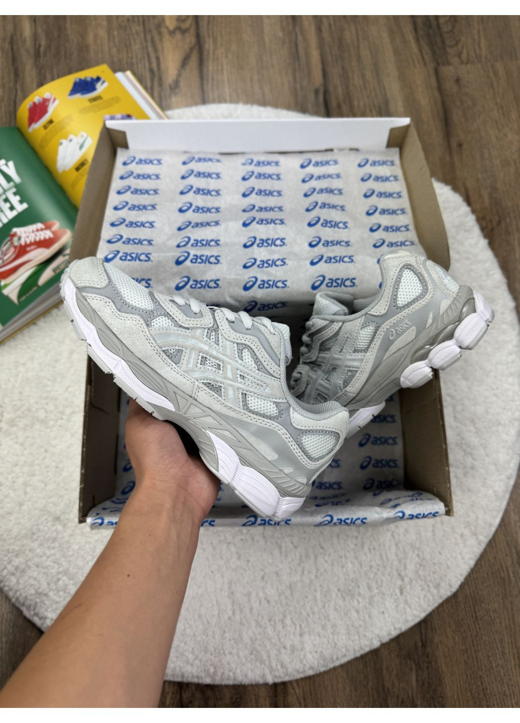 КРОСІВКИ ЖІНОЧІ ASICS GEL-NYC GREY WHITE АСІКС ГЕЛЬ НЮК No Brand сірі демісезони (369388864)
