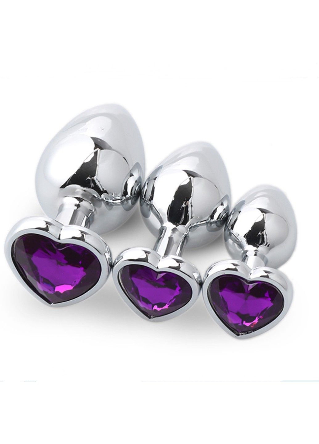 Набор анальных пробок с фиолетовым стразом в форме сердца We Love (284278605)