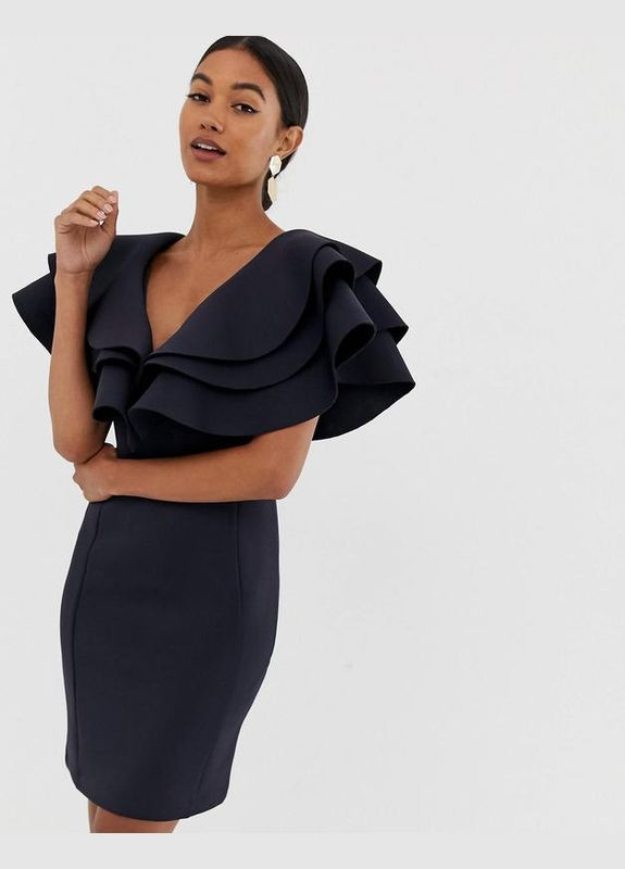 Темно-синее платье мини с пышными рукавами Lavish Alice