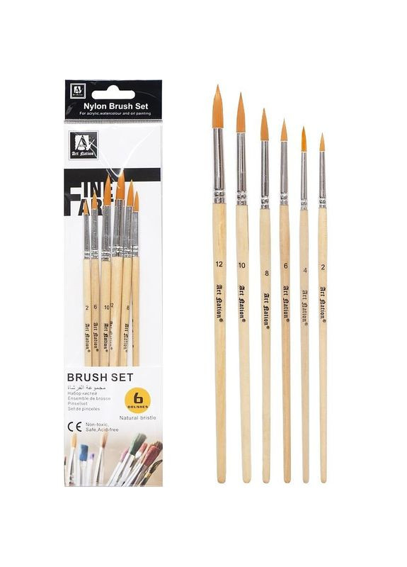 Набір художніх пензлів з натуральної щетини BR5806, 6 шт Color-it (304411743)