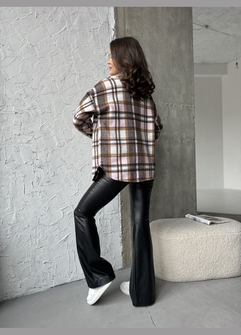 Розовая кэжуал рубашка в клетку Elanzh с длинным рукавом