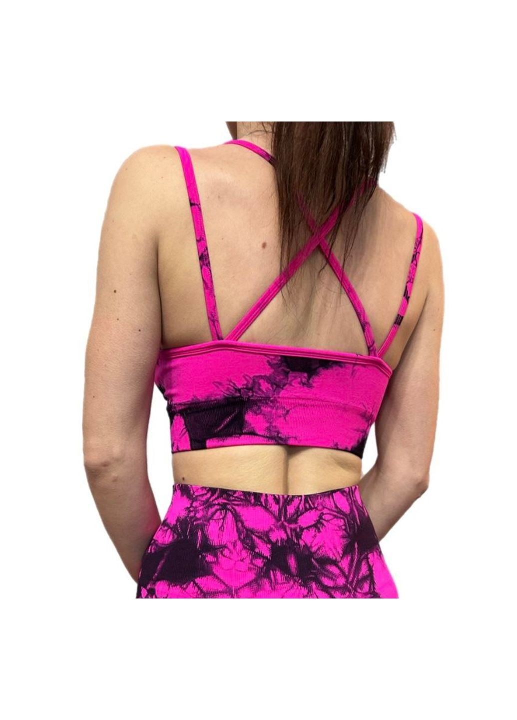 Топ женский спортивный на бретелях 18977 S розовый мрамор Fashion (338812102)