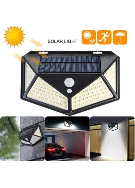 Вуличний ліхтар світильник на сонячній батареї світлодіодний навісний з датчиком руху 100 LED Black UKC (313109974)