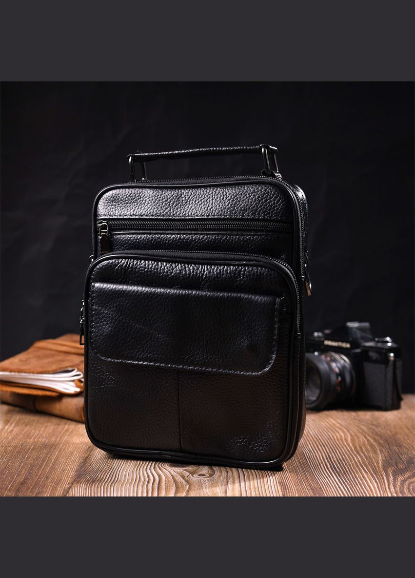 Кожаная сумка кросс боди мужская через плечо черная 21953 Vintage (329196647)