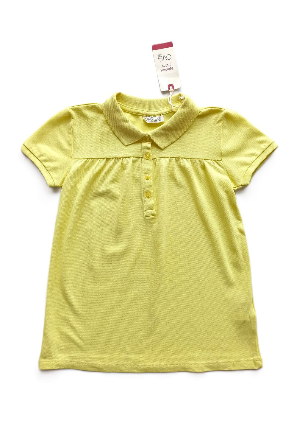 Желтая летняя футболка-поло для девочки желтая OVS