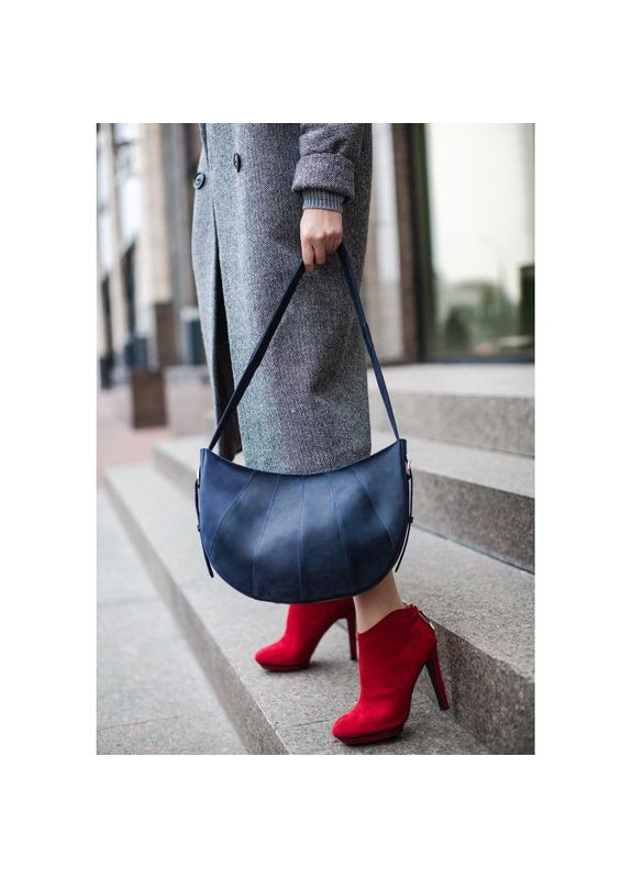 Жіноча шкіряна сумка через плече Круассан синя BlankNote (302007753)