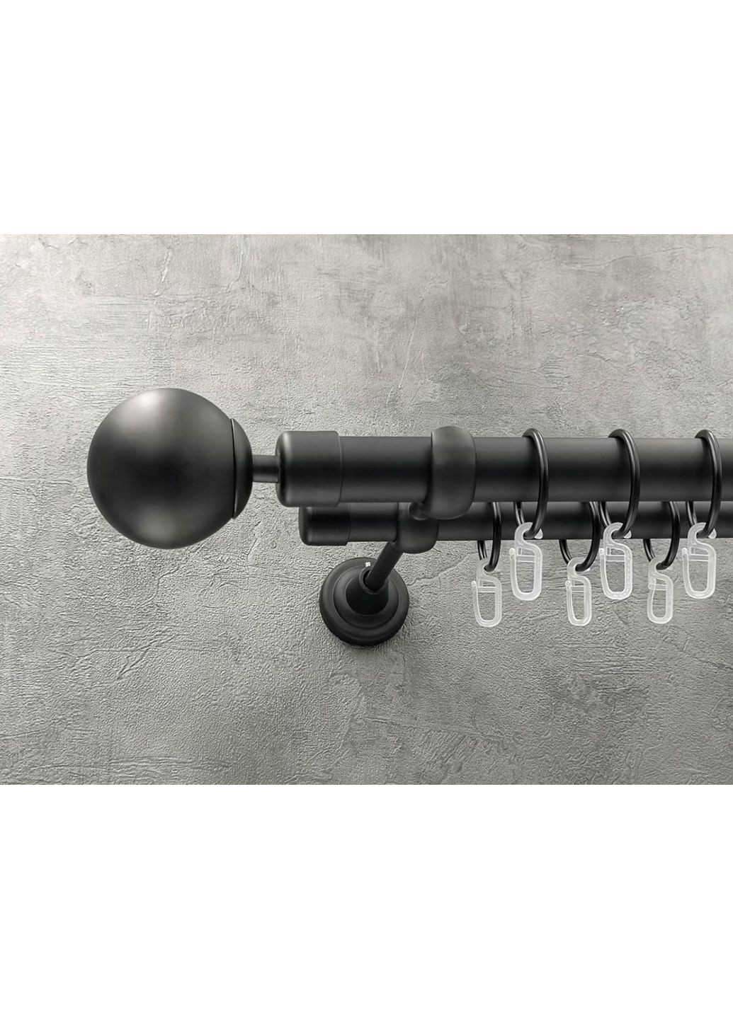 Карниз Шар гладкая штанга двойной открытый 25/19 мм 160 см Черный матовый Quadrum (352782514)