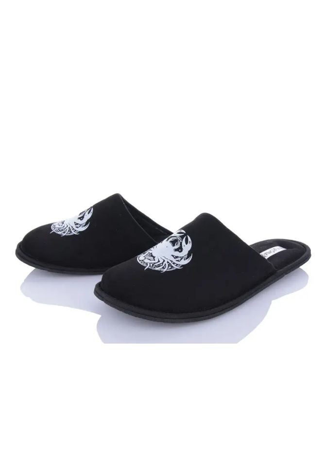 Черные домашние тапочки мужские черный знак зодиака подарок мужские закрытый носок рак 2106-2207 все знаки Pago