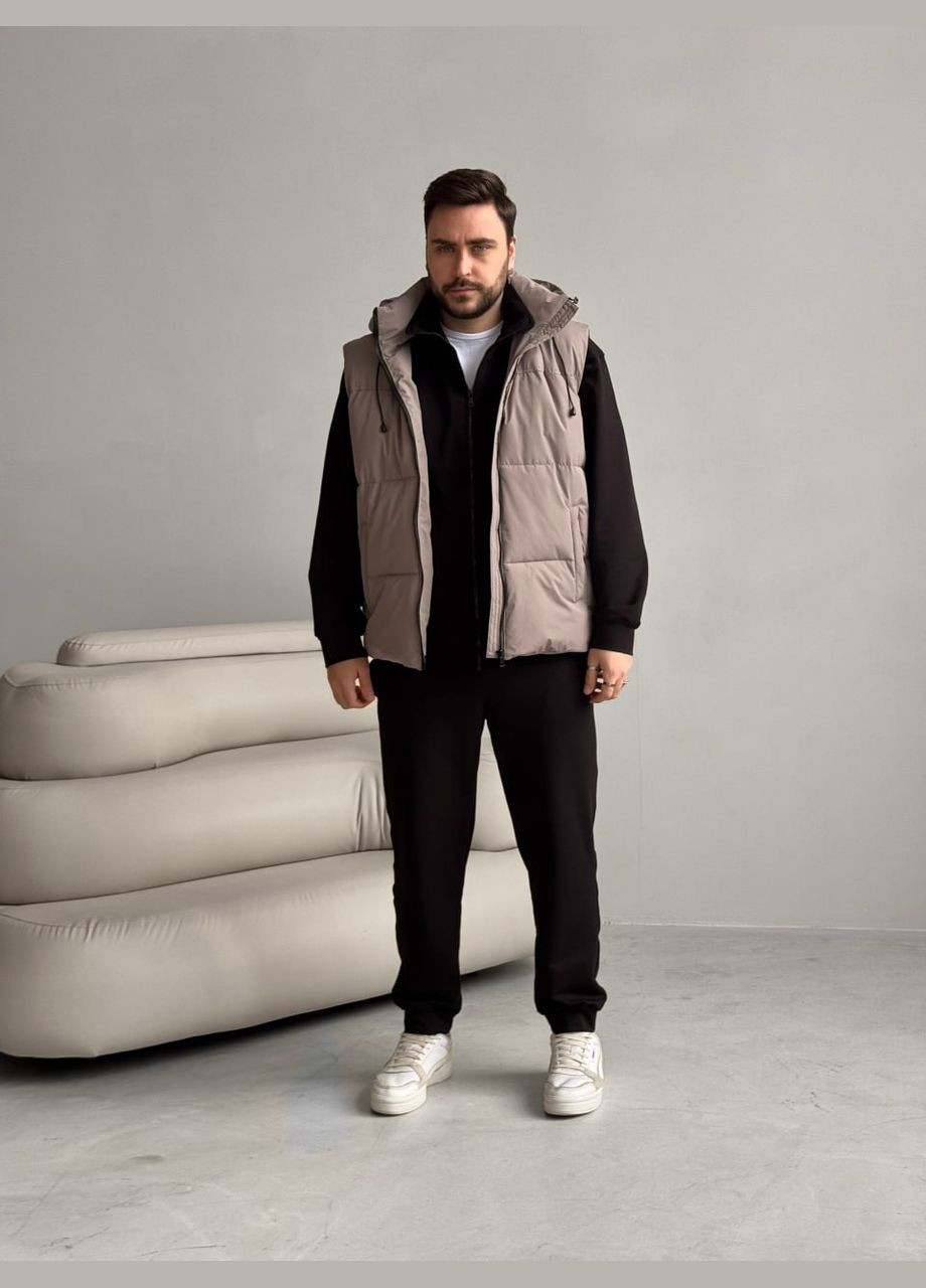 Комплект жилетка смірий беж Easy + костюм Pull без капюшону чорний No Brand (329995297)