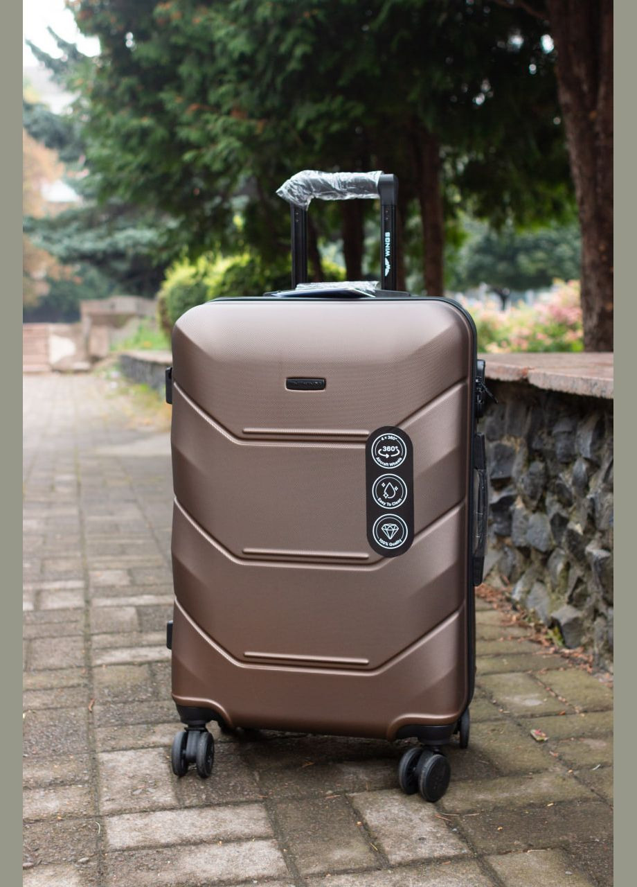 Валіза пластикова ручна поклажа S коричневий Wings 148 (323016925)