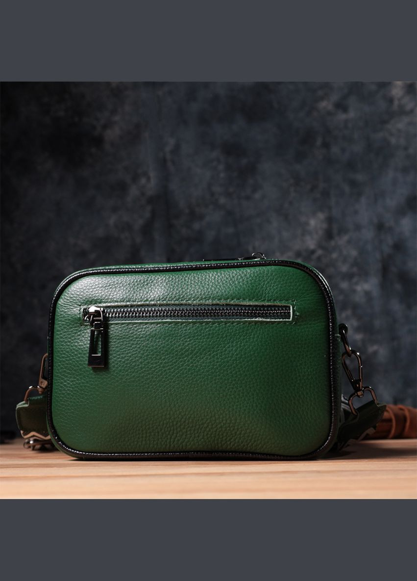 Стьобана жіноча сумка з натуральної шкіри зелений 22857 Vintage (329197726)